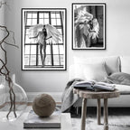 Pink Angel Wings Ballet Dancer Wall Art Fine Art Canvas Prints Black White Fashion Pictures For Living Room Bedroom Salon Art Decor