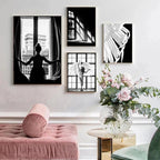 Pink Angel Wings Ballet Dancer Wall Art Fine Art Canvas Prints Black White Fashion Pictures For Living Room Bedroom Salon Art Decor