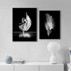 Pink Angel Wings Ballet Dancer Wall Art Fine Art Canvas Prints Black White Fashion Pictures For Living Room Bedroom Salon Art Decor