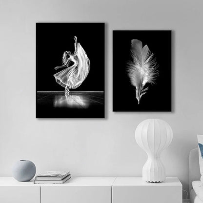 Pink Angel Wings Ballet Dancer Wall Art Fine Art Canvas Prints Black White Fashion Pictures For Living Room Bedroom Salon Art Decor
