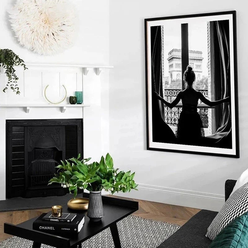 Pink Angel Wings Ballet Dancer Wall Art Fine Art Canvas Prints Black White Fashion Pictures For Living Room Bedroom Salon Art Decor