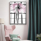 Pink Angel Wings Ballet Dancer Wall Art Fine Art Canvas Prints Black White Fashion Pictures For Living Room Bedroom Salon Art Decor