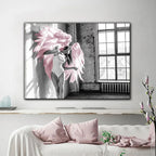 Pink Angel Wings Ballet Dancer Wall Art Fine Art Canvas Prints Black White Fashion Pictures For Living Room Bedroom Salon Art Decor