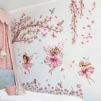 Wall stickers of fairies and flowers in a child's room