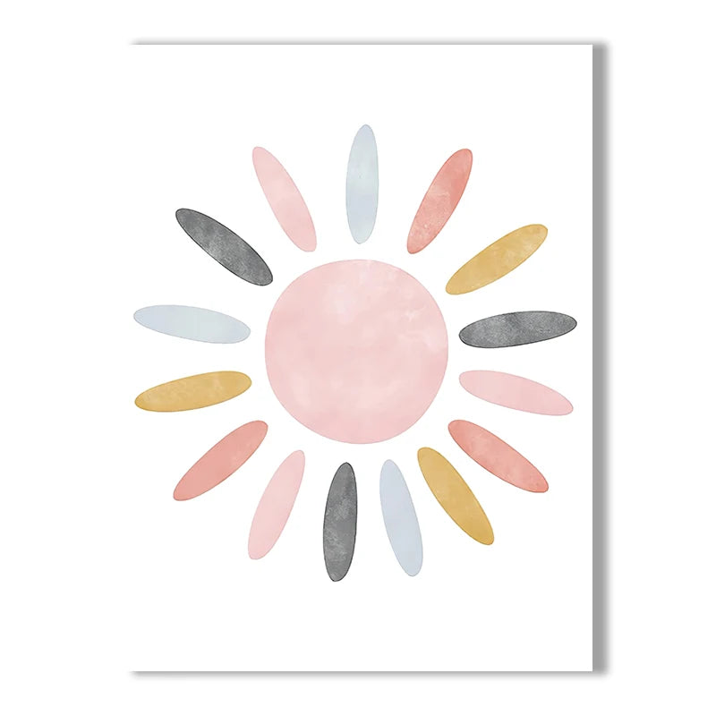 Pink Heart Cloud Rainbow Nursery Wall Art Fine Art Canvas Prints Colorful Pictures For Baby's Bedroom Kid's Room Nordic Nursery Wall Decor