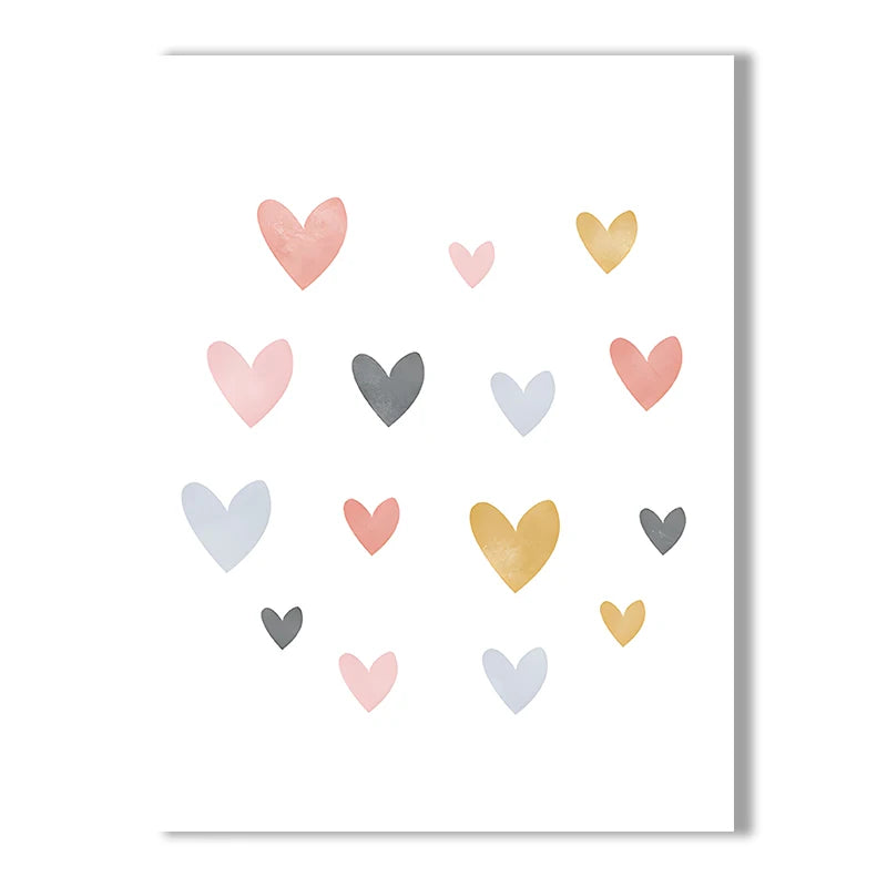 Pink Heart Cloud Rainbow Nursery Wall Art Fine Art Canvas Prints Colorful Pictures For Baby's Bedroom Kid's Room Nordic Nursery Wall Decor 2025