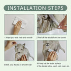 Step-by-step installation guide for lion decals on a wall.