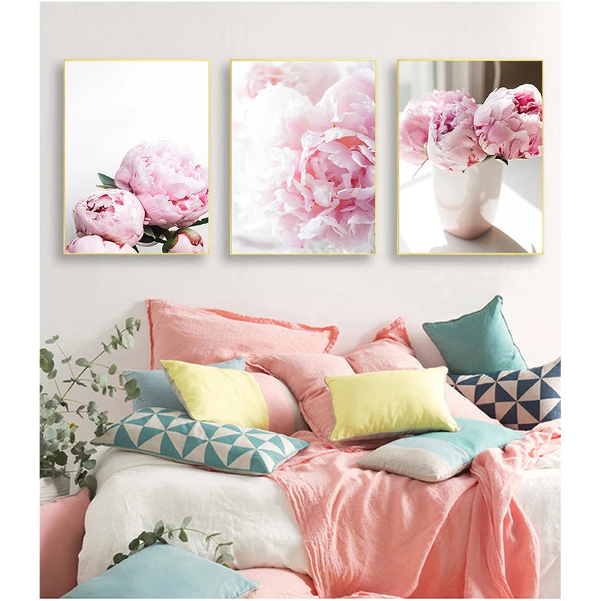 Pink Rose Floral Wall Art Fine Art Canvas Prints Chic Fashion Botany Pictures For Living Room Bedroom Boutique Art For Modern Interiors