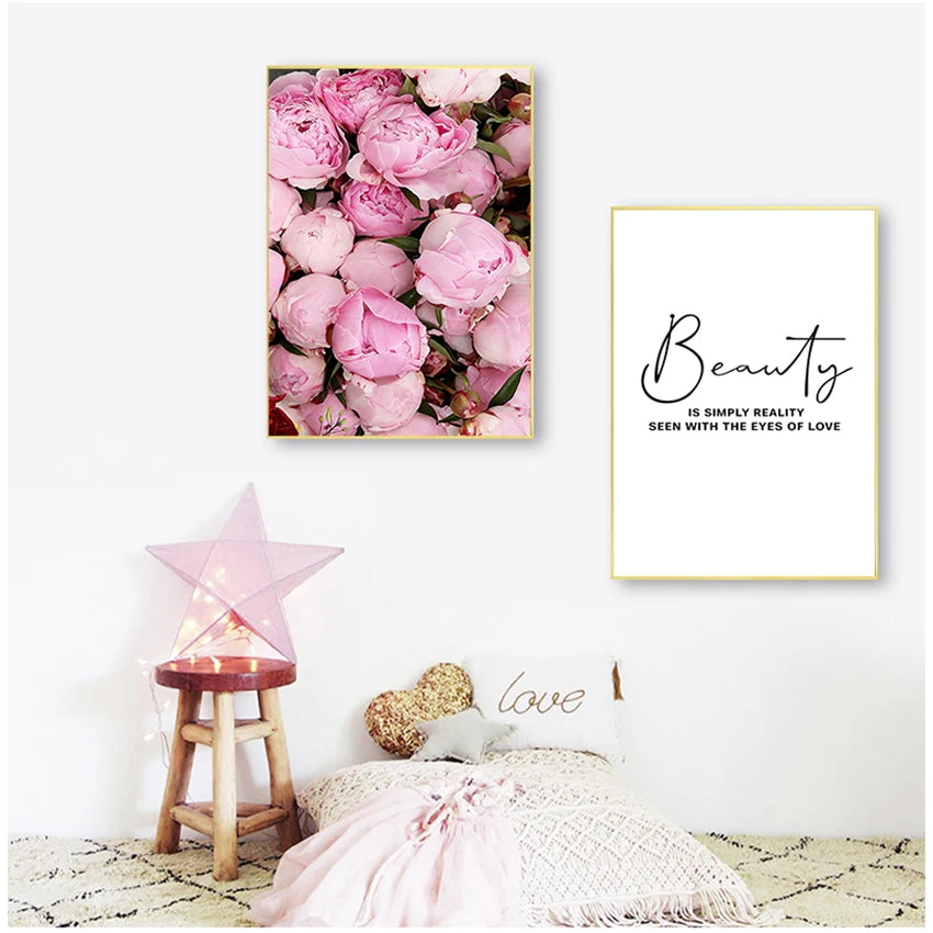 Pink Rose Floral Wall Art Fine Art Canvas Prints Chic Fashion Botany Pictures For Living Room Bedroom Boutique Art For Modern Interiors 2025