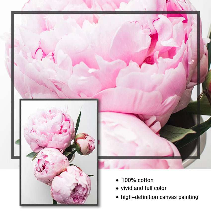 Pink Rose Floral Wall Art Fine Art Canvas Prints Chic Fashion Botany Pictures For Living Room Bedroom Boutique Art For Modern Interiors