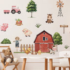 Pink Tractor & Farm Friends Wall Decal – Cartoon Cows & Animal Wall Decals for Kids Bedroom, Nursery, or Playroom Decor