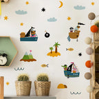 Pirate Ship & Desert Island Wall Decals – Nautical Adventure Wall Stickers for Kids’ Bedroom or Nursery Decor