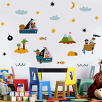 Pirate Ship & Desert Island Wall Decals – Nautical Adventure Wall Stickers for Kids’ Bedroom or Nursery Decor