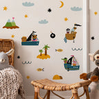 Pirate Ship & Desert Island Wall Decals – Nautical Adventure Wall Stickers for Kids’ Bedroom or Nursery Decor
