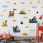 Pirate Ship & Desert Island Wall Decals – Nautical Adventure Wall Stickers for Kids’ Bedroom or Nursery Decor
