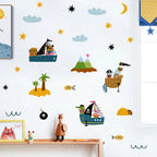 Pirate Ship & Desert Island Wall Decals – Nautical Adventure Wall Stickers for Kids’ Bedroom or Nursery Decor