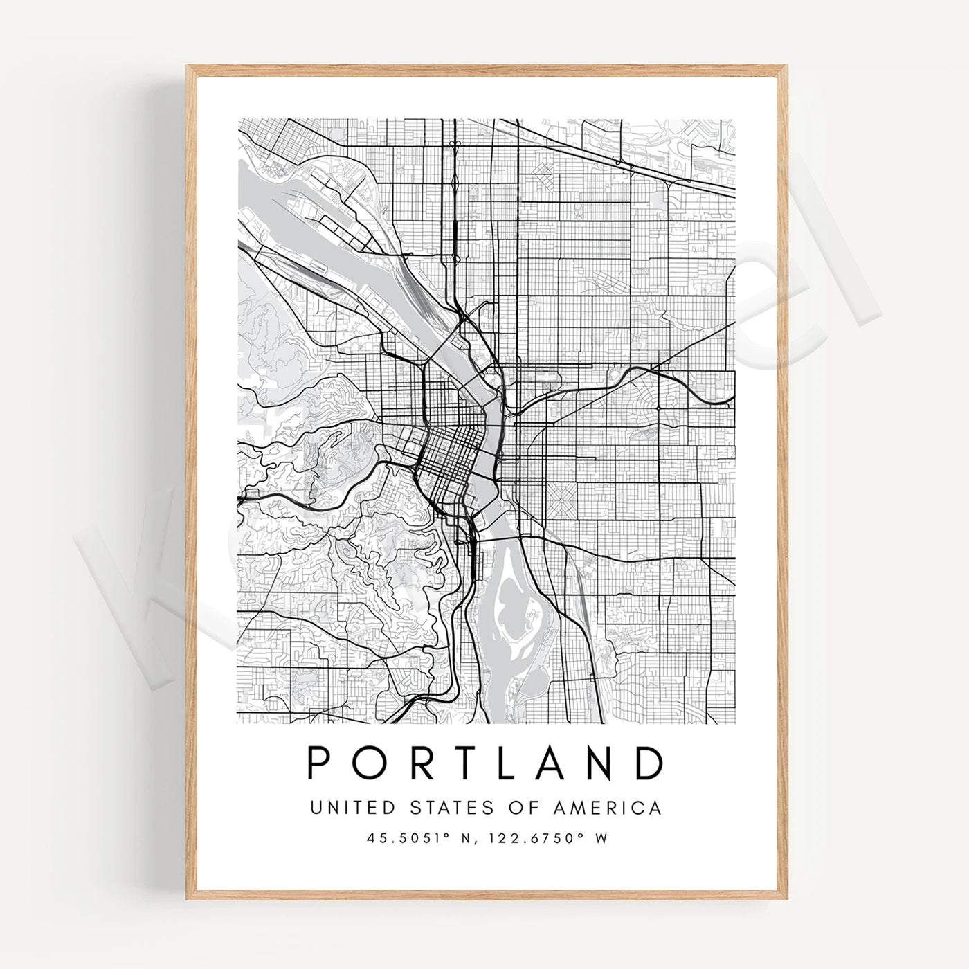 Portland City Map Poster Wall Art - Wall Map Black White Fine Art Canvas Prints Stylish Minimalist Posters For Home/Office 2025