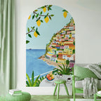 Positano Lemon Grove Archway Wall Mural – Amalfi Coast-Inspired Self-Adhesive Wallpaper Wall Decal for Bedroom, Living Room & Creative DIY Interior Styling