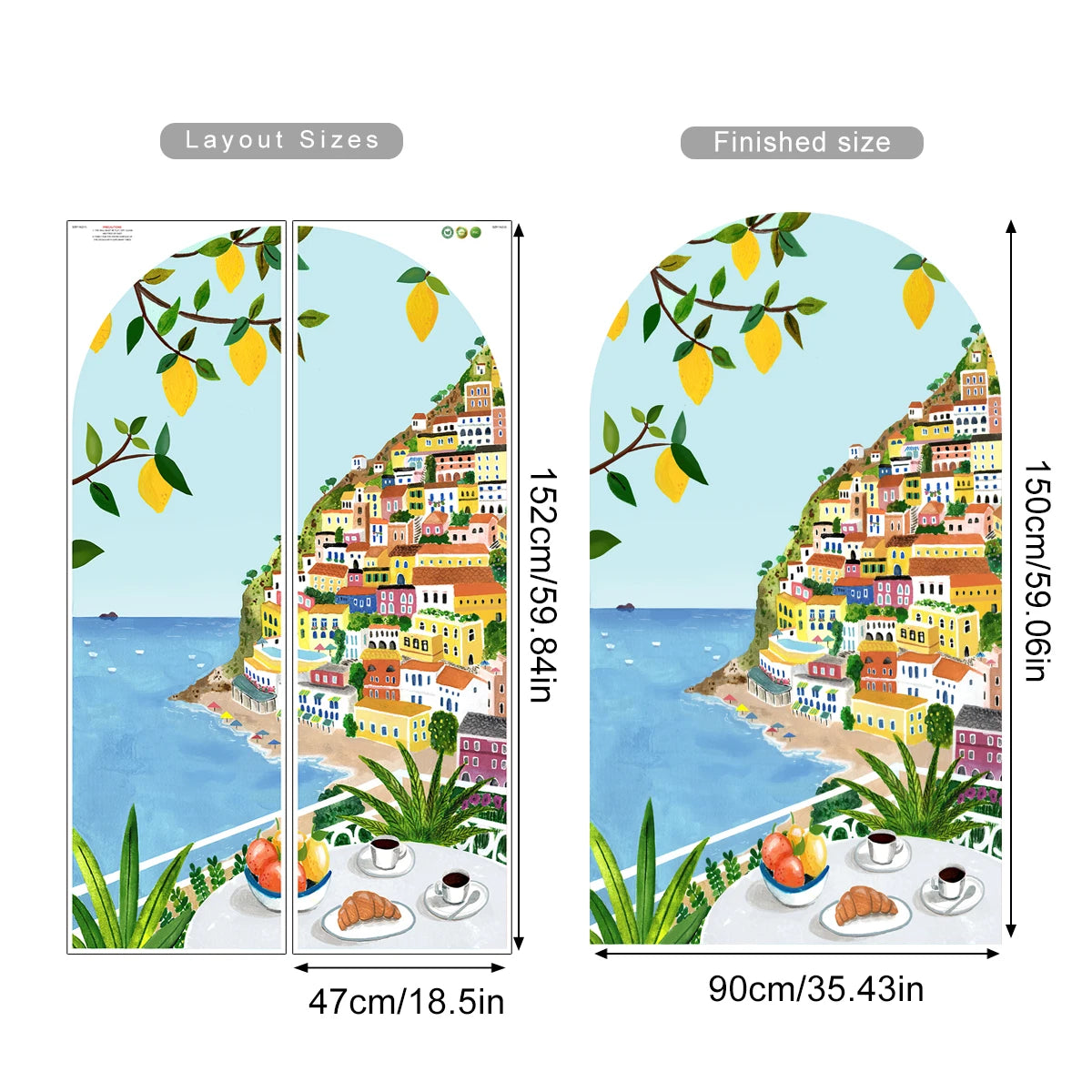 Positano Lemon Grove Archway Wall Mural – Amalfi Coast-Inspired Self-Adhesive Wallpaper Wall Decal for Bedroom, Living Room & Creative DIY Interior Styling