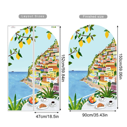 Positano Lemon Grove Archway Wall Mural – Amalfi Coast-Inspired Self-Adhesive Wallpaper Wall Decal for Bedroom, Living Room & Creative DIY Interior Styling