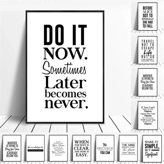 Positive Energy Black & White Quote Poster Wall Art Fine Art Canvas Prints Minimalist Motivational Quotation Pictures For Inspirational Home Decor