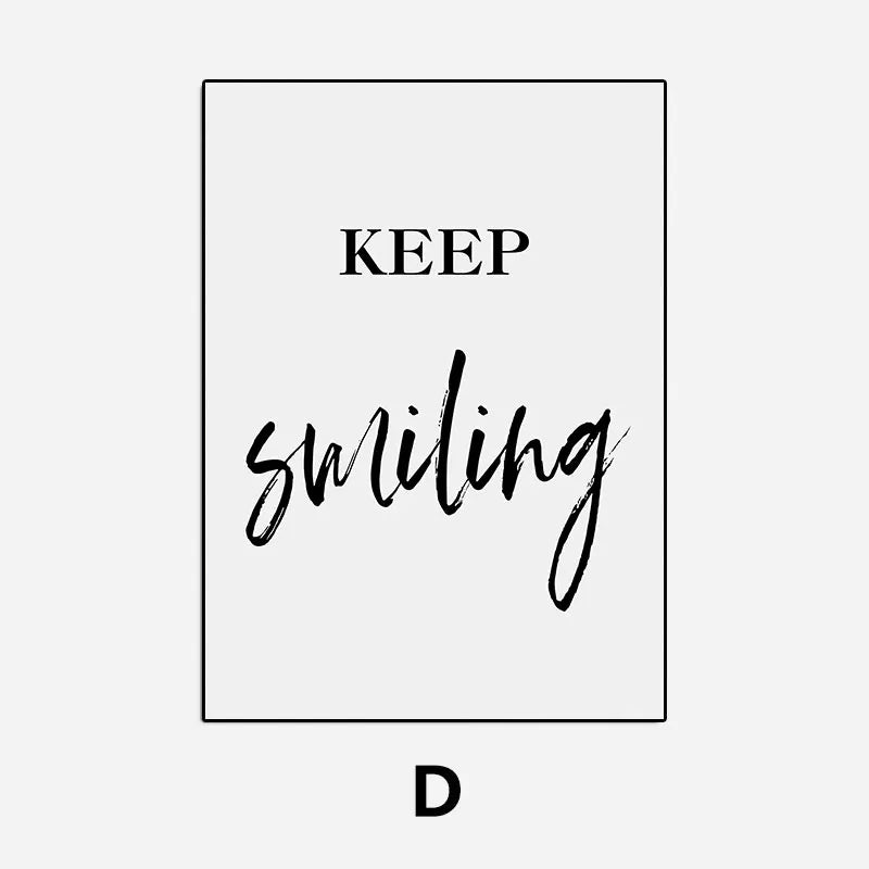 Motivational poster with 'KEEP smiling' text on a white background