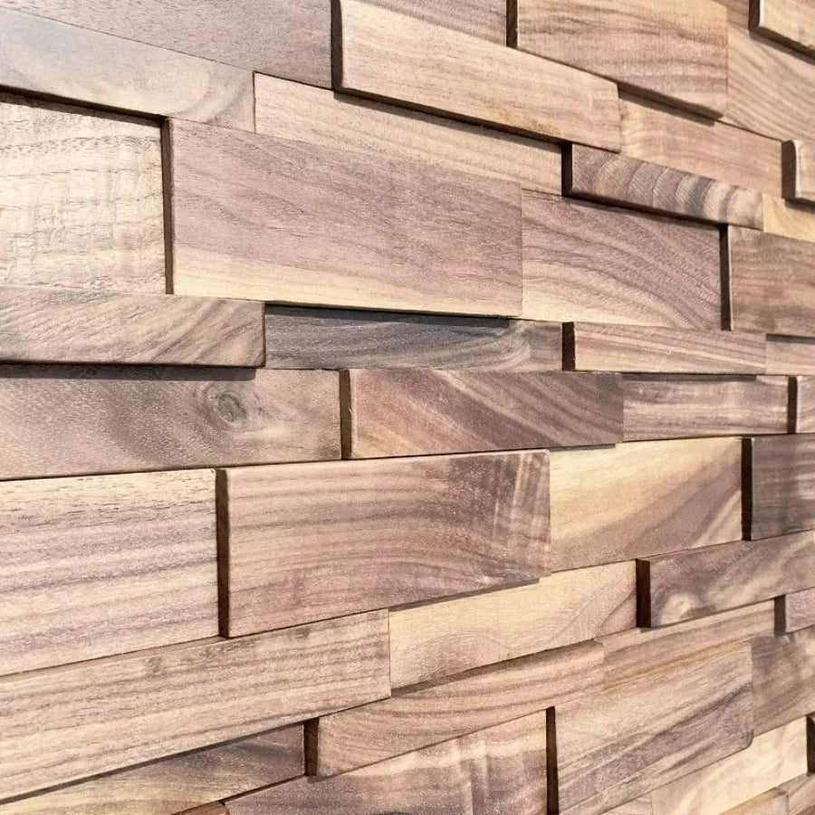 Wooden panel wall with horizontal and vertical slats