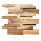 Wooden mosaic tile pattern on a white background