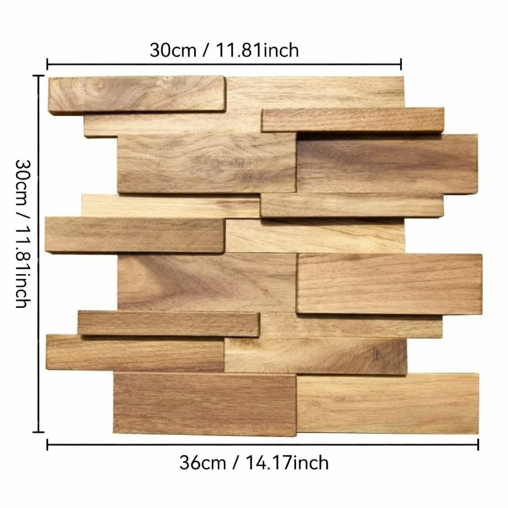 Wooden wall panel with dimensions indicated