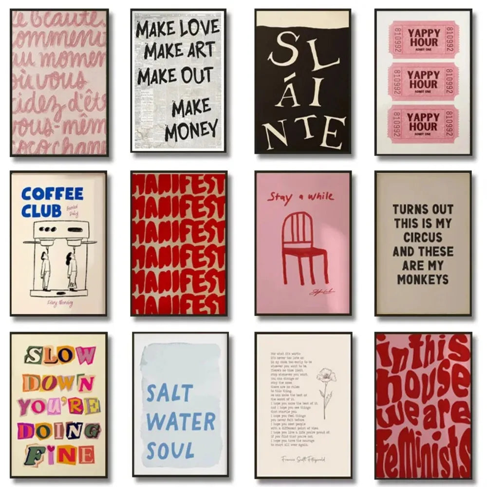 Quotes For Modern Living Wall Art Fine Art Canvas Prints Typographic Letters & Text Minimalist Artwork For Living Room Bedroom Dining Room Decor