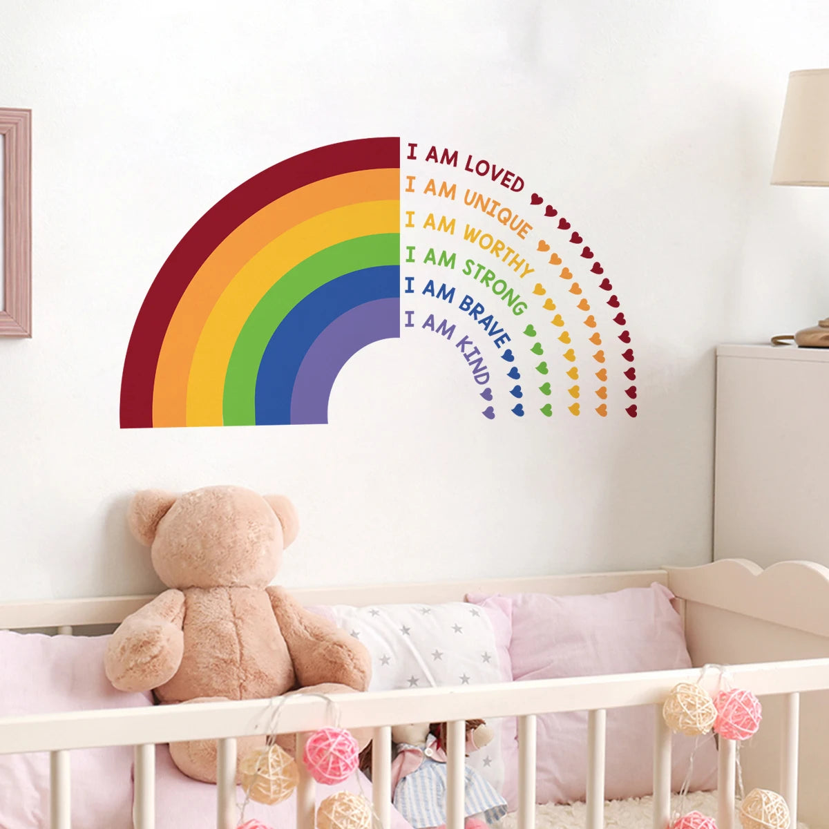 Rainbow Affirmations Wall Decal – Peel & Stick Inspirational Art for Kids’ Room, Nursery, Classroom & Play Spaces