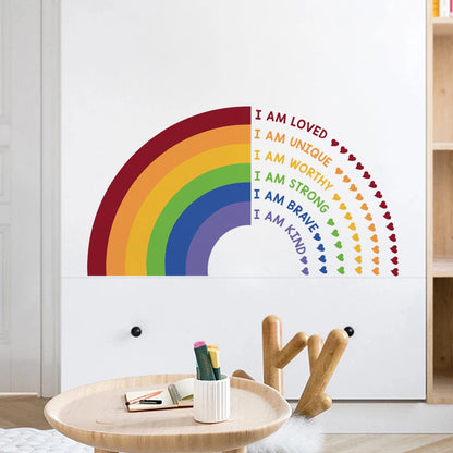 Rainbow Affirmations Wall Decal – Peel & Stick Inspirational Art for Kids’ Room, Nursery, Classroom & Play Spaces