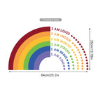 Rainbow-shaped wall Rainbow Affirmations Wall Decal – Peel & Stick Inspirational Art for Kids’ Room, Nursery, Classroom & Play Spacesth motivational phrases on a white background