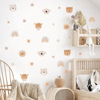 Rainbow Bear & Star Wall Decals – Cute Animals Boho Nursery Art Stickers for Kids Room Girls Bedroom Baby Space Creative DIY Home Decor