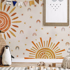 Rainbow Sun & Stars Wall Stickers – Cute & Colorful PVC Wall Decals for Baby Nursery, Bedroom & Playroom - Creative DIY Home Decor