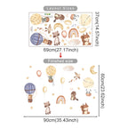 Measurement chart of wall stickers with layout sizes and finished dimensions.