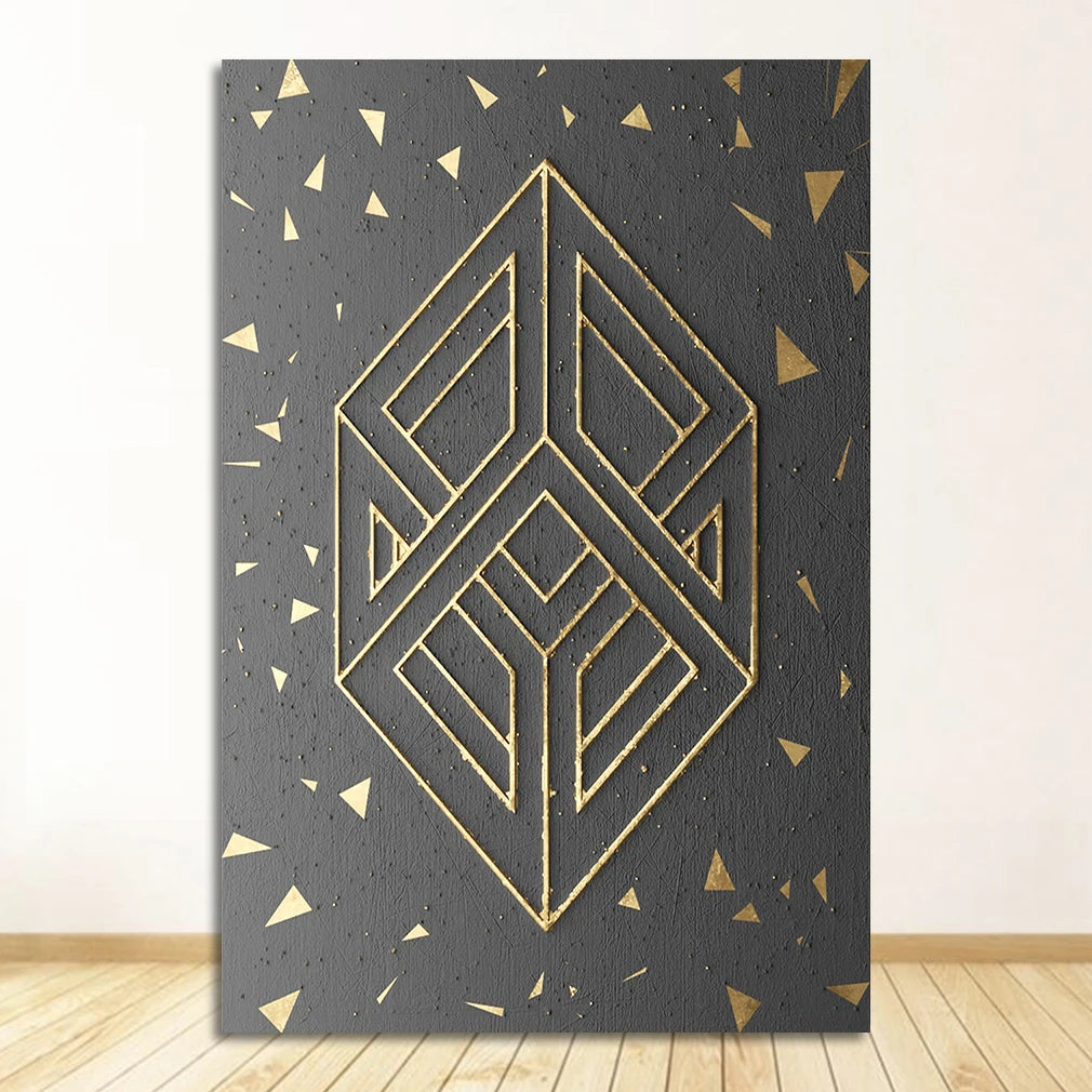 Rustic Golden Grey Black Abstract Wall Art Fine Art Canvas Prints Posters Pictures For Living Room Dining Room Art For Contemporary Interiors