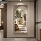 Rustic Mediterranean Passageway Terracotta Olive Tree Vista Wall Art Fine Art Canvas Print Escapist Artwork For Living Room Dining Room Modern Foyer Art Decor
