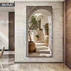 Rustic Mediterranean Passageway Terracotta Olive Tree Vista Wall Art Fine Art Canvas Print Escapist Artwork For Living Room Dining Room Modern Foyer Art Decor
