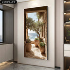 Decorative mirror on a wall with an ocean view