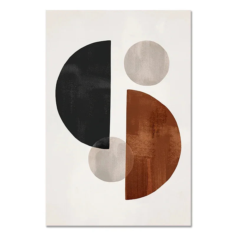 Abstract art print with geometric shapes on a white background