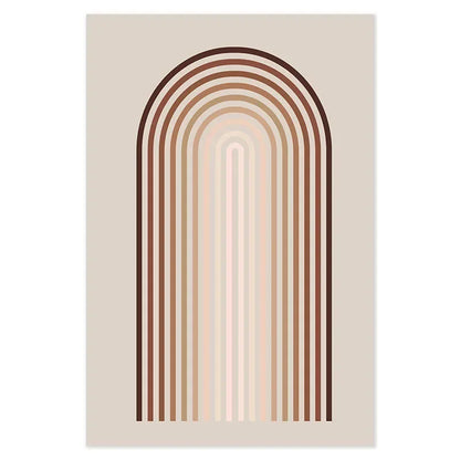 Decorative rug with arch-shaped pattern on a beige background