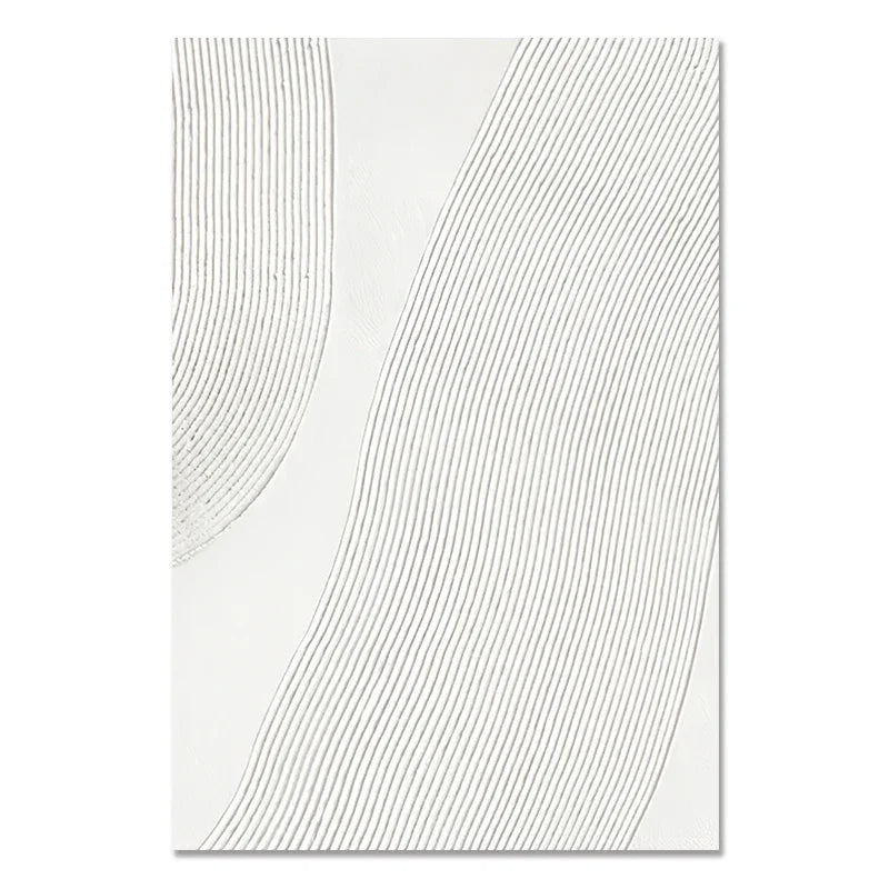 Abstract art print with wavy line design on a white background