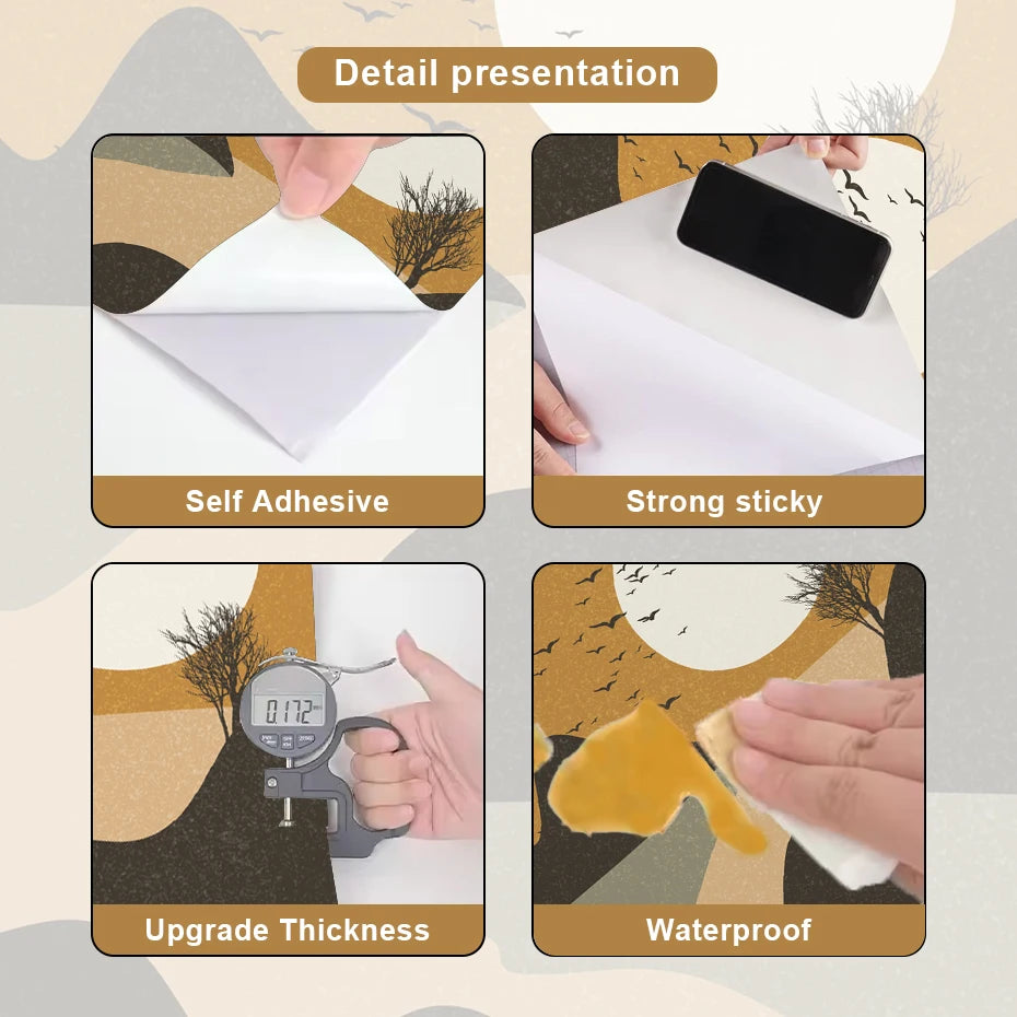 Rustic River Sunset Wall Mural – Mountain Landscape Archway Wall Decal Self-Adhesive Wall Art for Lounge & Living Spaces