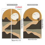 Rustic River Sunset Wall Mural – Mountain Landscape Archway Wall Decal Self-Adhesive Wall Art for Lounge & Living Spaces