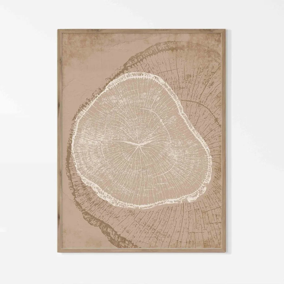 Rustic Tree Rings Abstract Nordic Wall Art Fine Art Canvas Prints Neutral Tones Beige/Gray/Black Wood Pictures For Living Room Dining Room Art Decor 2025
