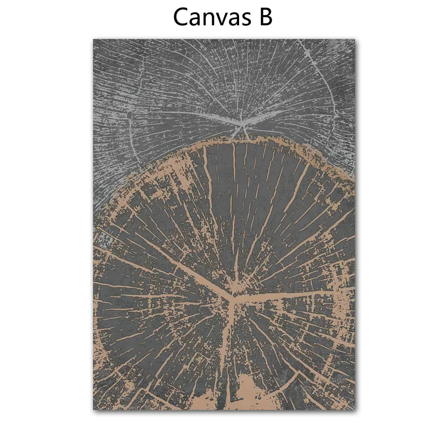 Rustic Tree Rings Abstract Nordic Wall Art Fine Art Canvas Prints Neutral Tones Beige/Gray/Black Wood Pictures For Living Room Dining Room Art Decor 2025