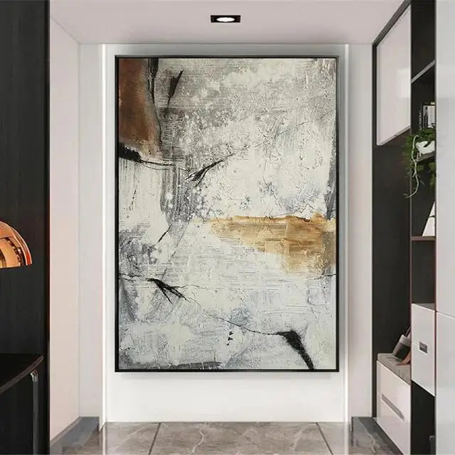 Abstract art painting in a modern interior setting