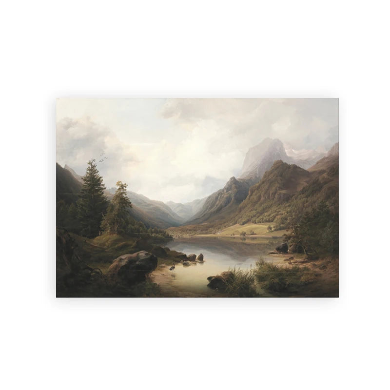 Rustic Vintage Oil Painting Mountain Forest Landscape Wall Art Fine Art Canvas Prints Gallery Wall Pictures For Living Room Dining Room Art Decoration 2025