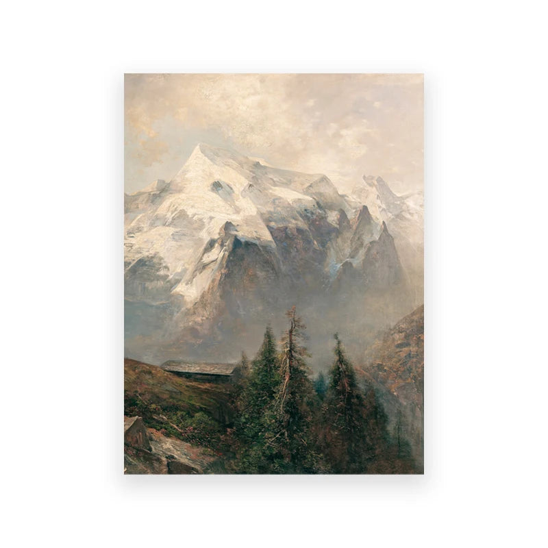 Rustic Vintage Oil Painting Mountain Forest Landscape Wall Art Fine Art Canvas Prints Gallery Wall Pictures For Living Room Dining Room Art Decoration 2025